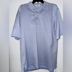 Vintage Peter Millar Mens Large Blue White Pique Polo Double Mercerized Cotton